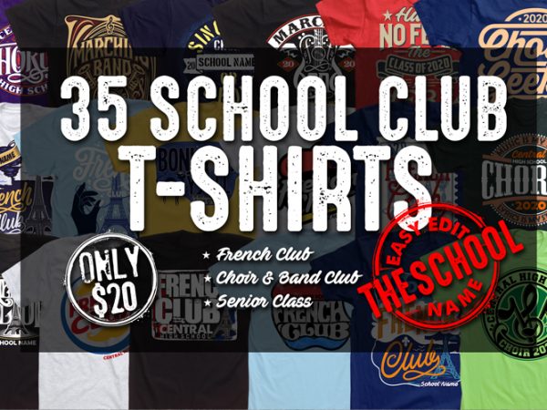 SCHOOL CLUB T-SHIRT BUNDLE design for t shirt - Vector T-shirt Designs