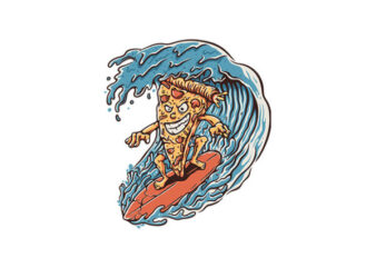 Pizza Surfer t shirt illustration