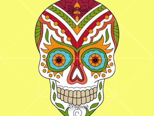 Skull with flower vector, Sugar Skull Svg, Skull Svg, Skull vector, Skull logo, Sugar skull vector, Sugar skull logo, Skull with flower Svg, Skull Tattoos Svg, Halloween, Day of the dead Svg, Calavera Svg, Mandala Skull, Mexican Skull vector.