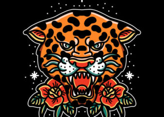 oldschool leopard t shirt design for download
