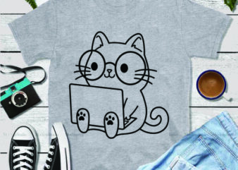 Cat logo, Cat nerd vector, Kitten vector, Nerd cat Svg, Cat with glasses Svg, Cat Svg, Cat cute Svg, Cat vector, Kitty Svg, Kitten Svg, Pet face Svg