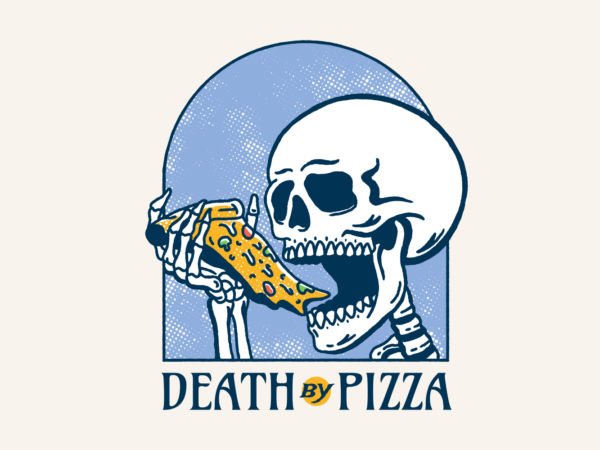 Death by Pizza t shirt vector illustration